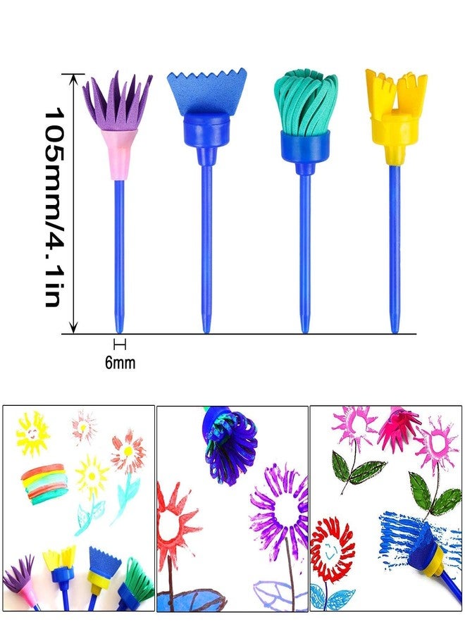 Brille Bee Sponge Stamp Foam Painting Brushes, Flower Shapes, Art Paint Drawing Tools, DIY Graffiti Stamps for Kids Early Learning (Foam Brush 4pcs) - Image 3